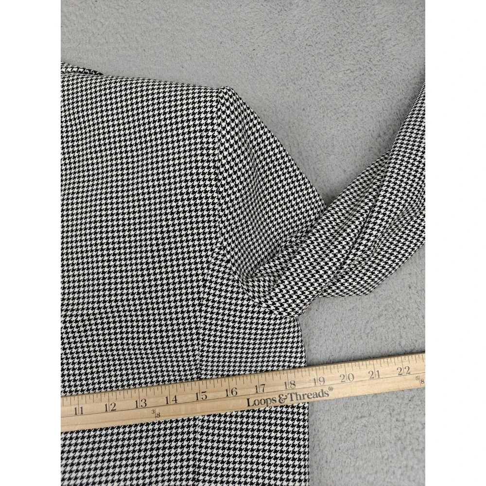 Alice + Olivia Blazer Womens 12 Black Houndstooth Cropped One Button Jacket‎